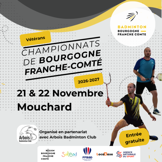 Championnats de Bourgogne-Franche-Comté Vétérans 2026-2027 : rendez-vous à Mouchard les 21 et 22 novembre !